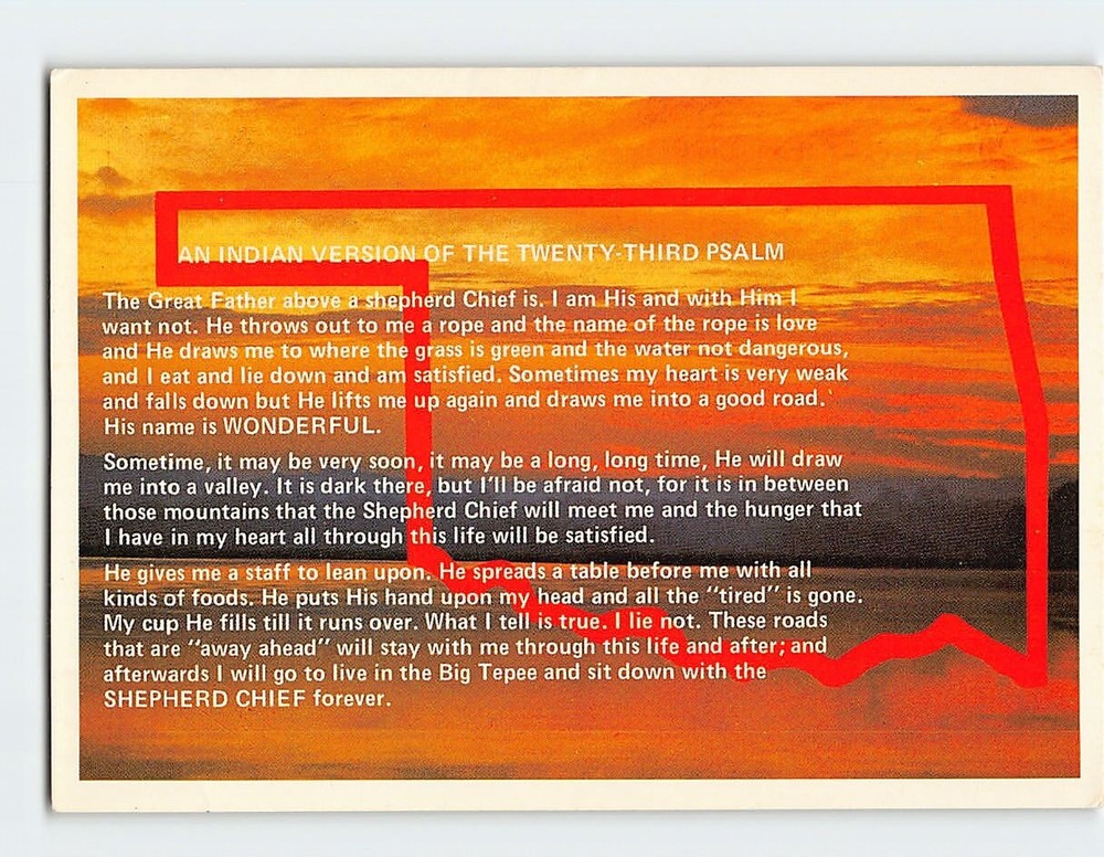 Postcard Native American Version of the Twenty-Third Psalm