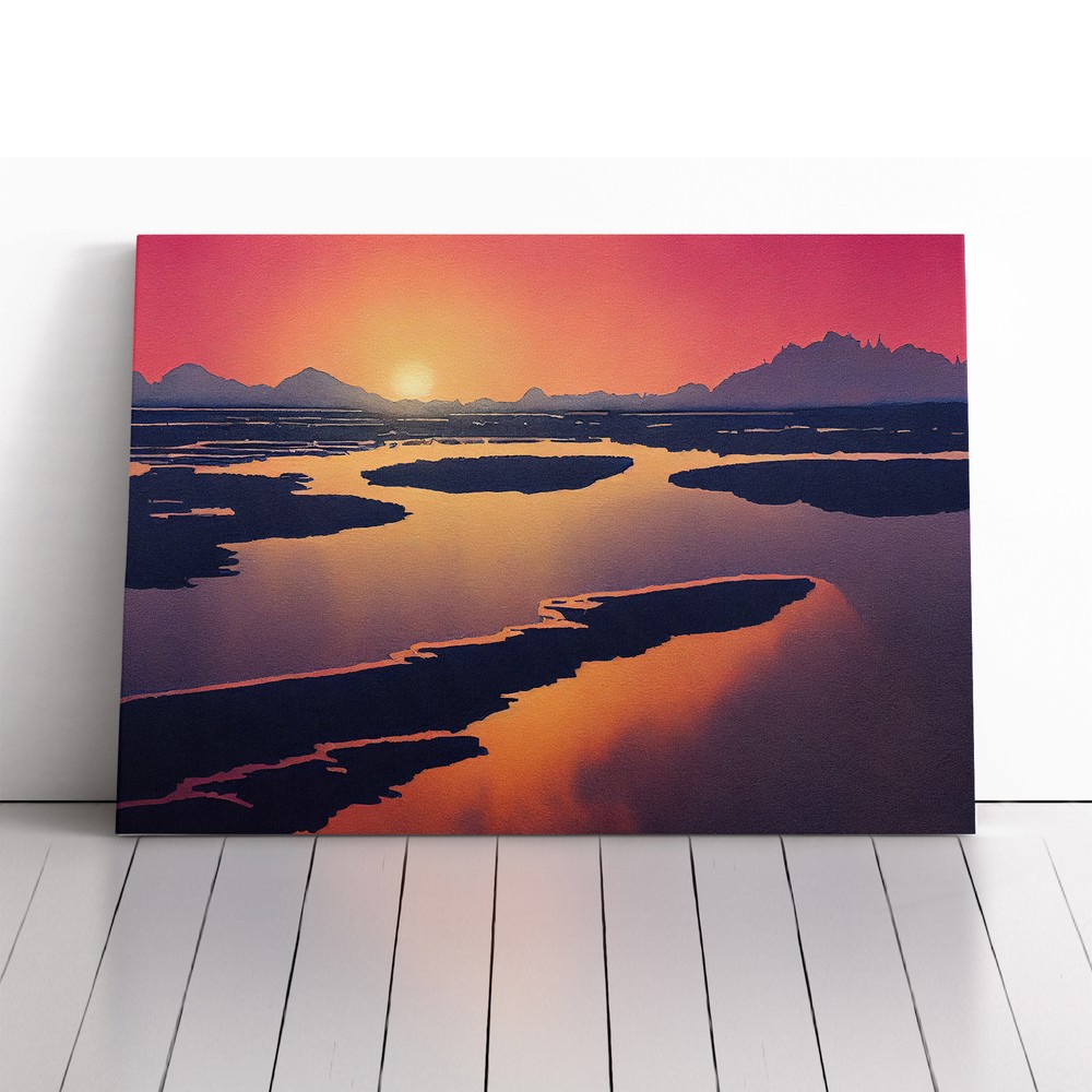 Mind Blowing Ocean Beach Sunset Canvas Wall Art Print Framed Picture Home Decor