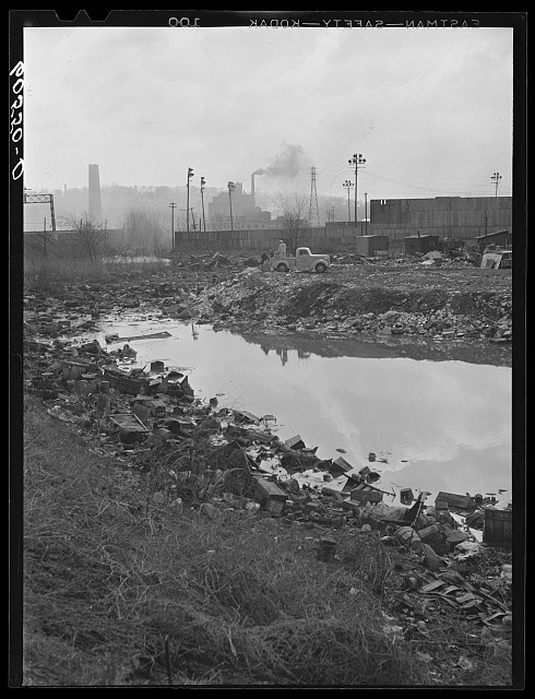 Photo:Dubuque Iowa 1940 Stream Pollution City Dump Trash Pile Riverbank