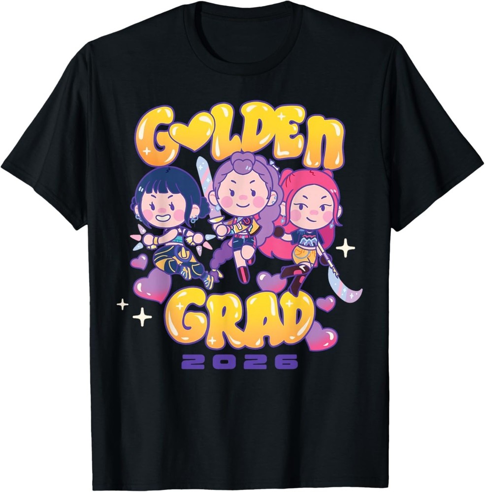 Kpop Demon Hunters Graduation Chibi Huntrix Golden Grad 2026 T-Shirt