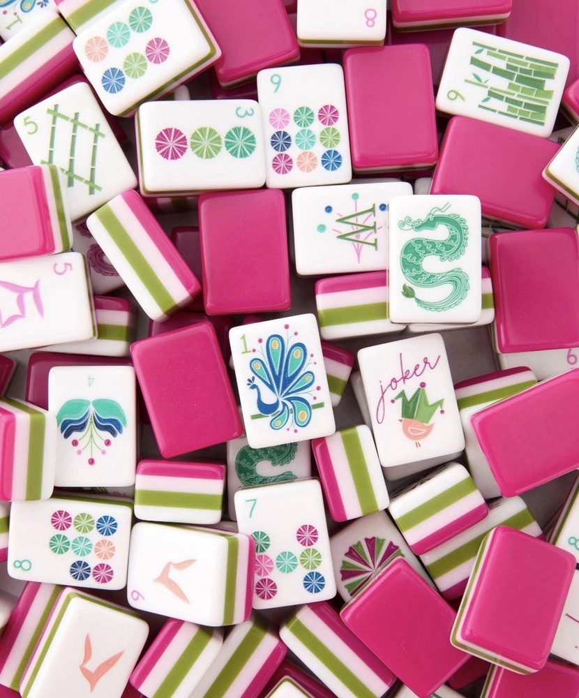 NEW! Vibrant Layered Mahjong Tiles – American Set 160 Tiles - Hot Pink Magenta