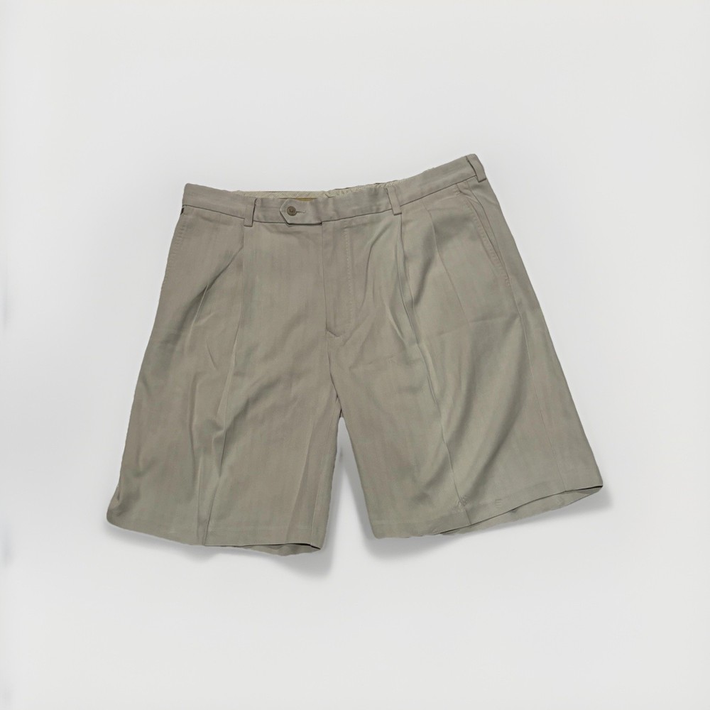Size 36 Tommy Bahama Shorts Mens Beige Pleated Khaki Relax Silk Blend Adult