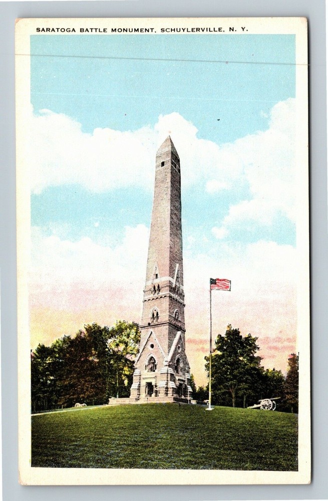 Schuylerville NY-New York, 1883 Saratoga Battle Monument Cannon Vintage Postcard