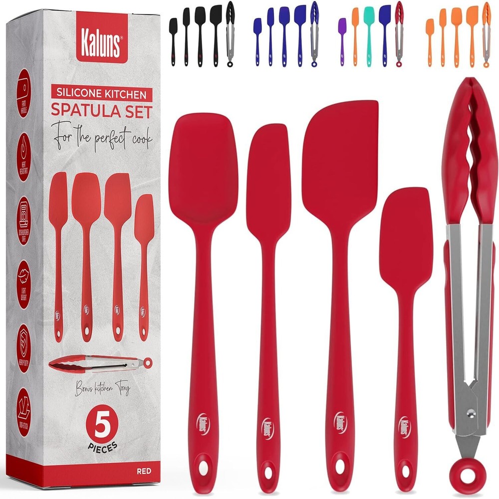 Kaluns Silicone Spatula Set, 4 Rubber Spatulas 600°F Heat Resistant, Nonsti