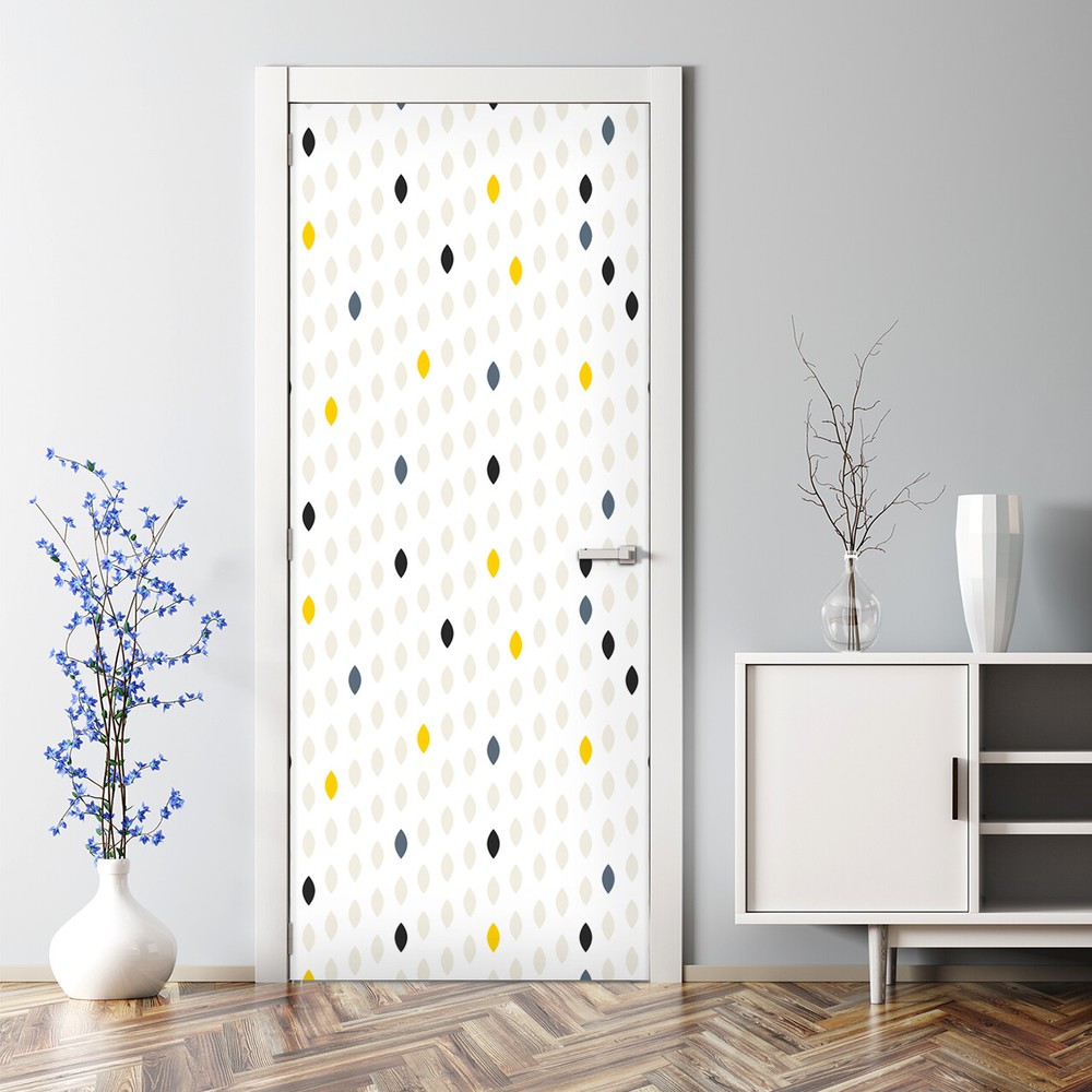 Simple drop polka dot grey and yellow shape Bubble Free Door sticker Easy stick