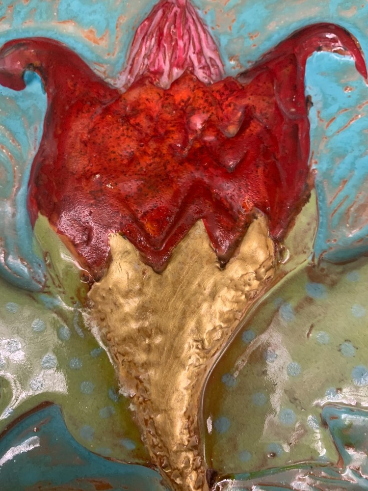 OOAK THISTLE POTTERY TILE 6