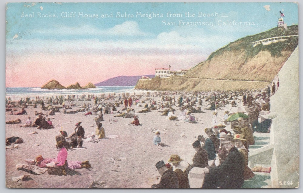 San Francisco CA Divided Back Postcard Seal Rocks Cliff House Beach Ocean View Vintage