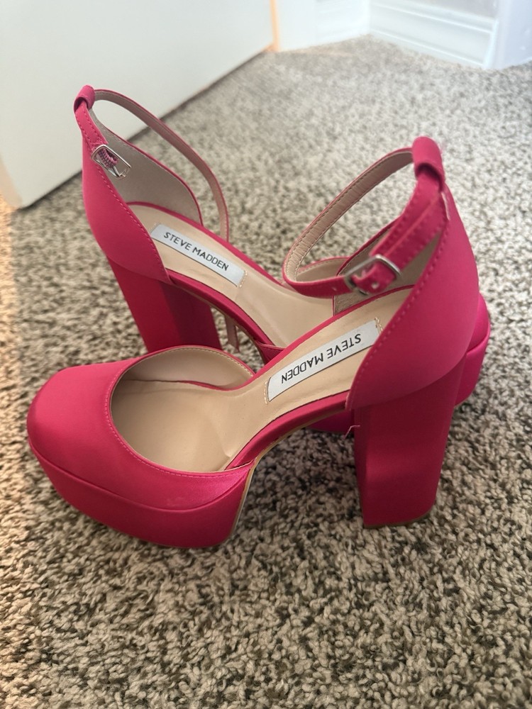 Steve Madden Satin Fuschia Platform Heels