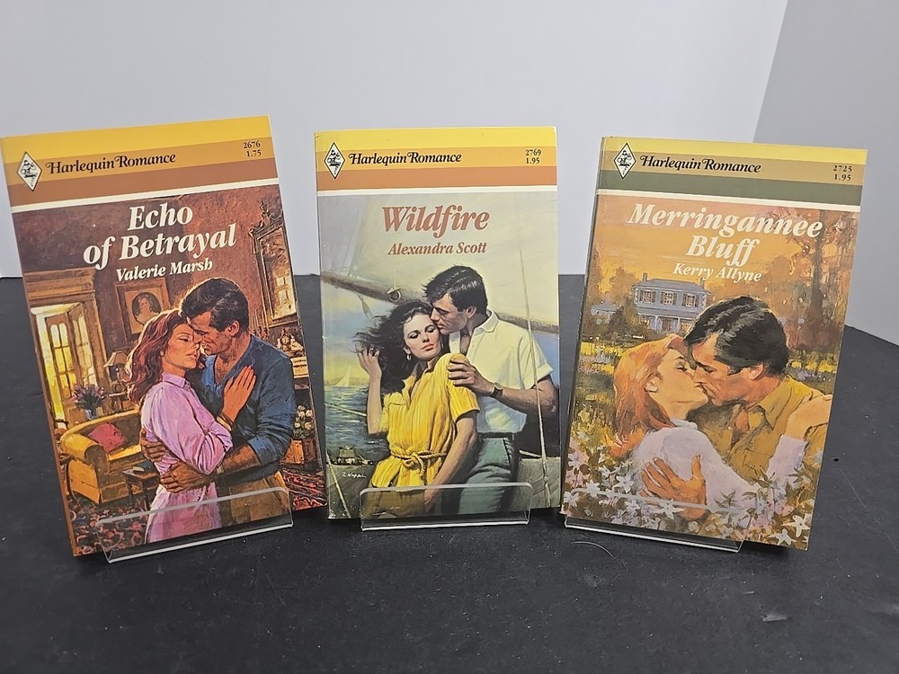 3 Vintage Harlequin Romance PBs 1985–86 1st Ed VG | Echo Betrayal, Wildfire,...