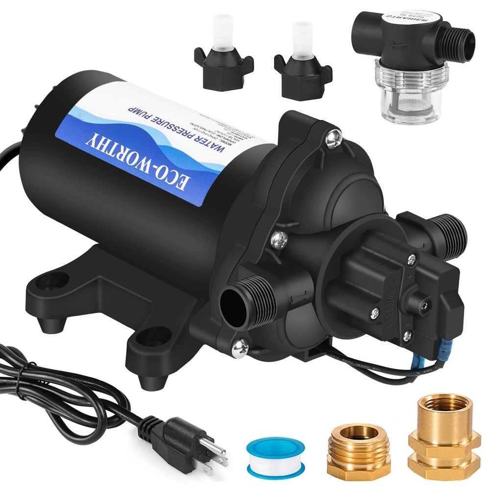 33-Series Industrial Water Pressure Pump 110V AC 4.0GPM 50PSI RV Fresh Water ...