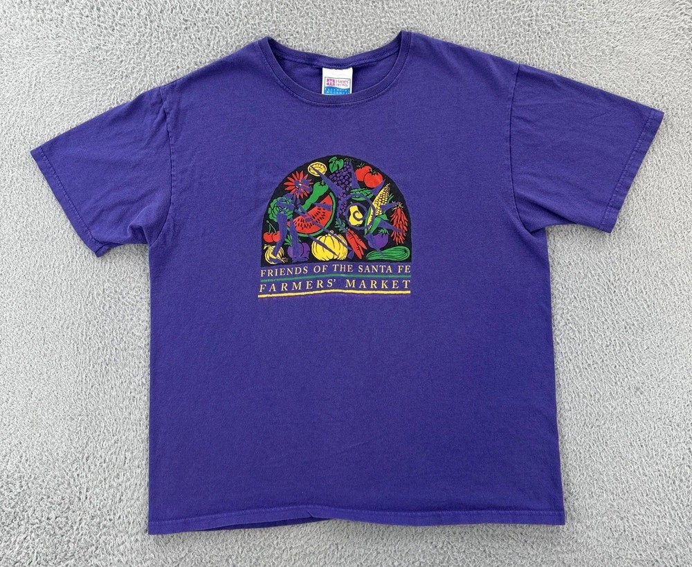 Vtg Hanes Her Way Women’s Large Purple Shirt Farmers Market Santa Fe New Mexico