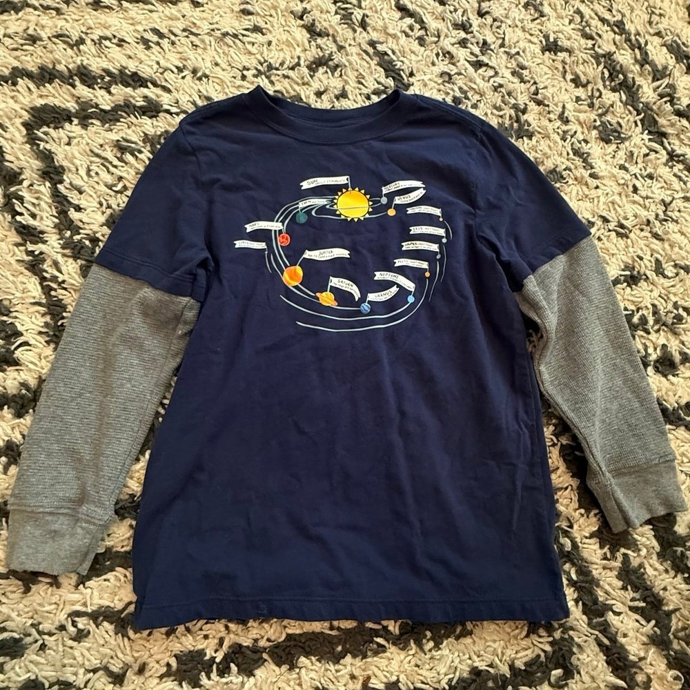 Hanna Andersson Long Sleeve Layered T Shirt Boys 8 Space Planets Solar System