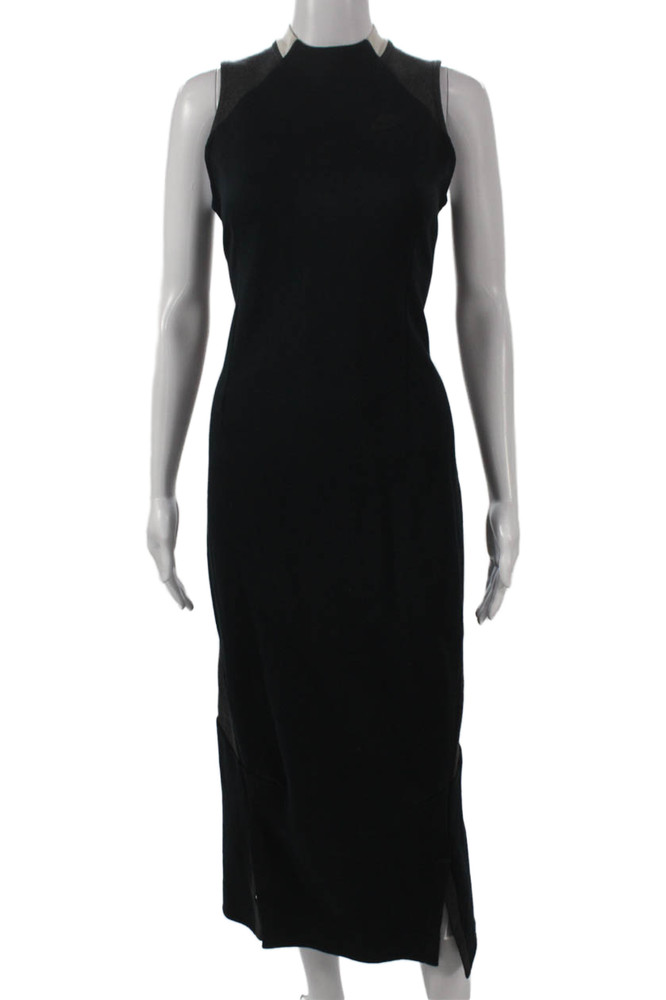 Nike Womens Sheath Midi Dress Sleeveless Mock Neck Black Colorblock Size SFree Shipping in US $100+ Orders | $6.95 Orders Below