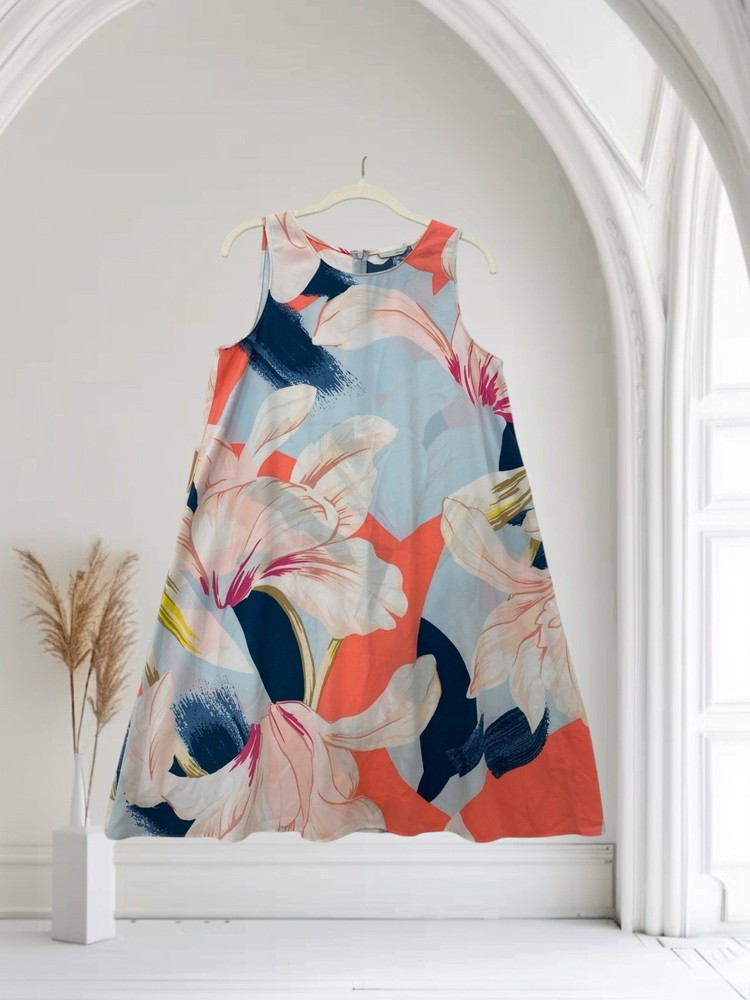 Halogen Floral Sleeveless Swing Dress Women’s Size Small Midi Flowy Chic