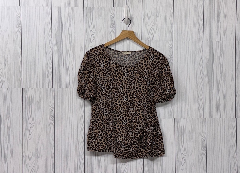 Parallel Skies top womens size large short sleeve patterned blouse stretch