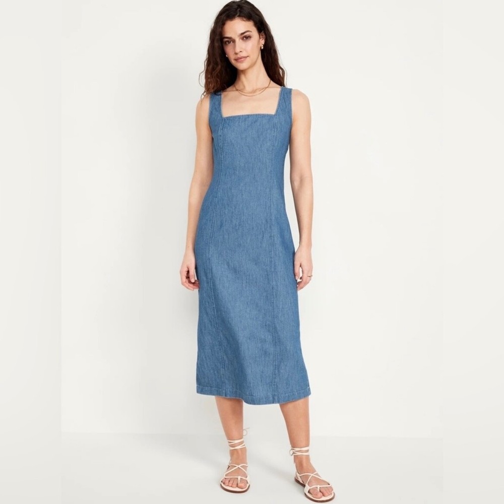 Old Navy Jean Midi Dress -- Medium, Trendy, Flowy