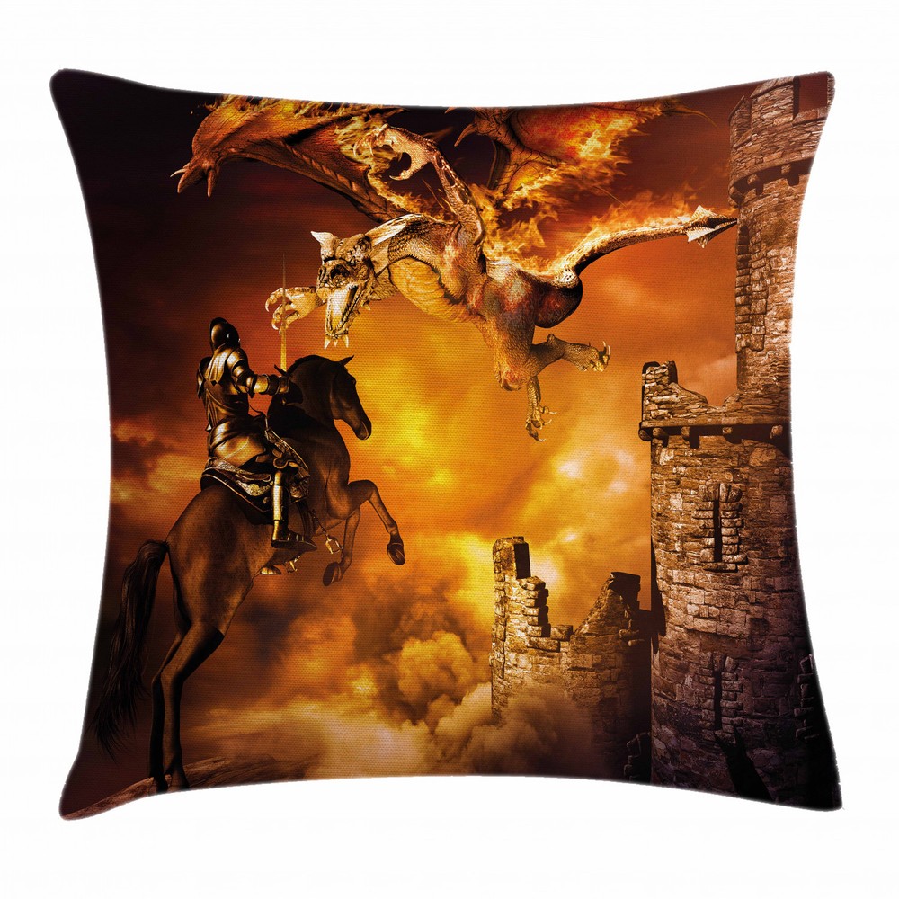 Marigol Black Knight on Horse Square Pillow Cover 18 Inch Cushion Case
