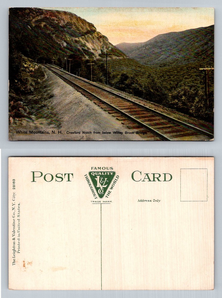 White Mountains, NH-New Hampshire, Crawford Notch Railway Vintage Postcard
