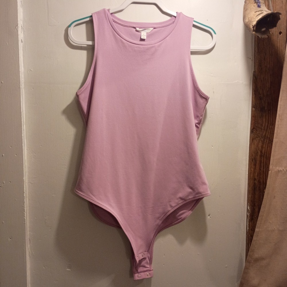 Time And Tru Womens Size L 12-14 Sleeveless Bodysuit Shirt Soft Lavender Stretch