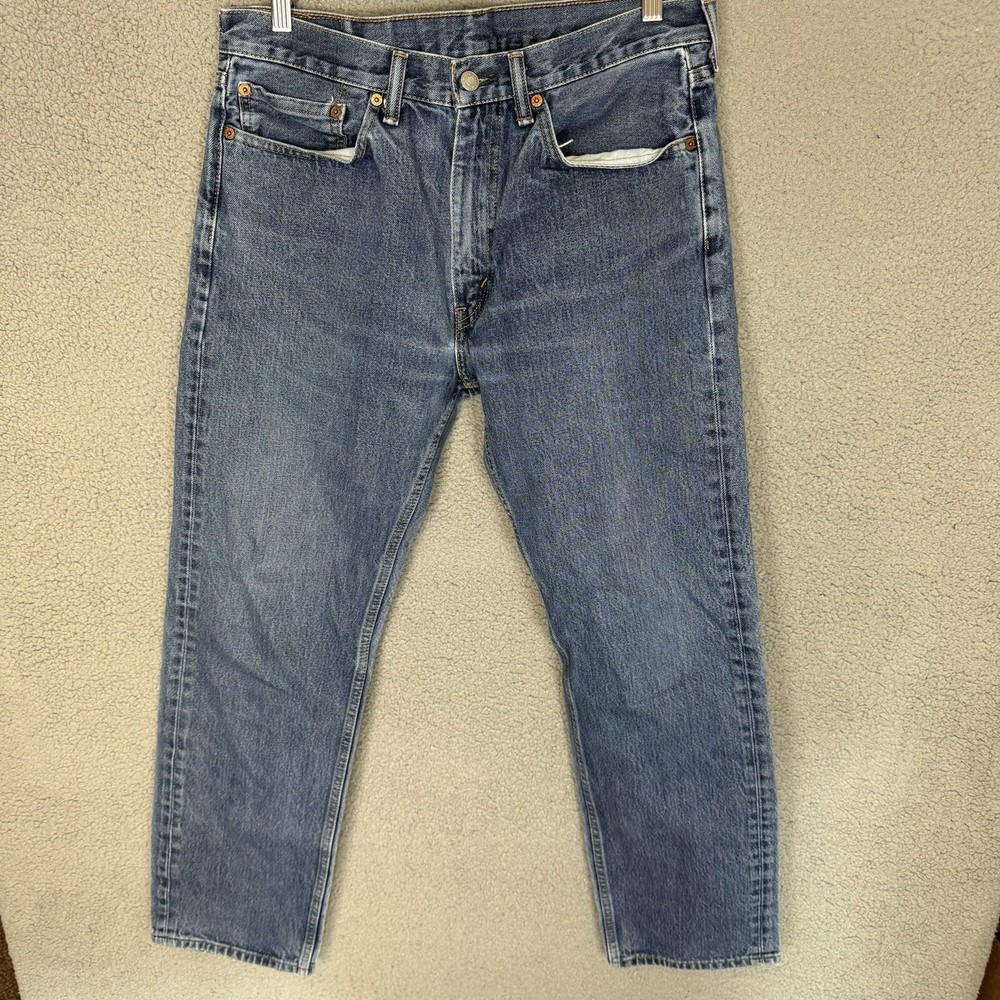 Levis 505 Jeans Mens 34x30 Blue Straight Leg Denim Cotton Casual