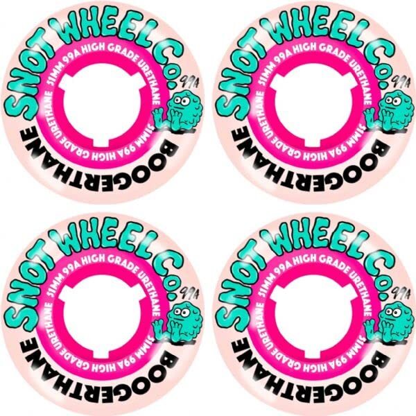Snot Wheel Co. Boogerthane Team Natural/Pink Skate Wheels 51mm 99a (Set of 4)