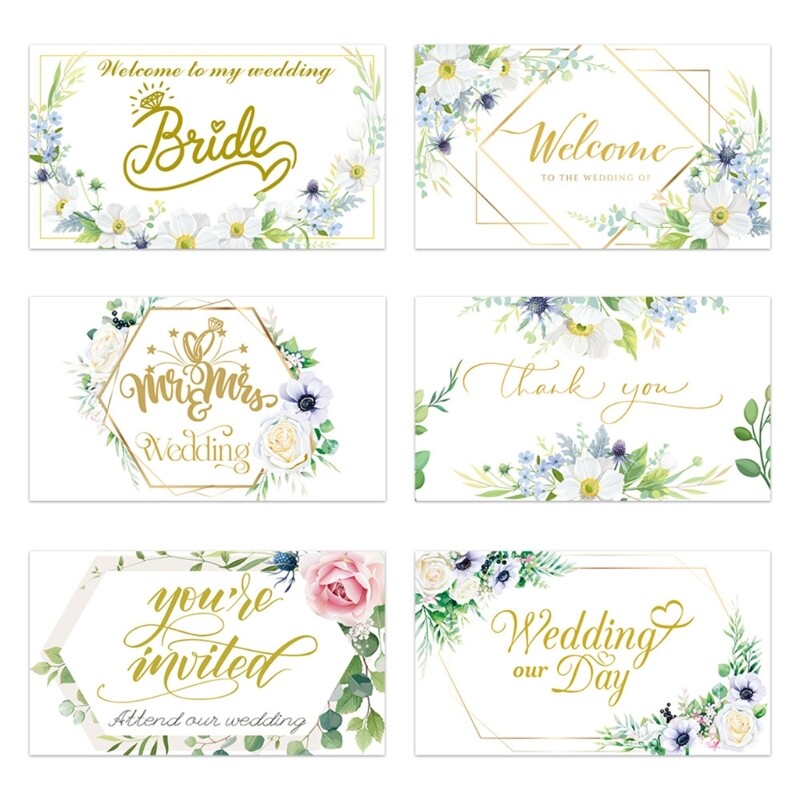 6 Sheets 3.5x2 Inch Wedding Flower Water Bottle Wrapping Decorative Sticker Labels