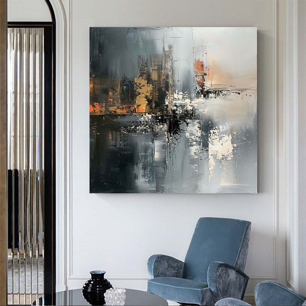 Handpainted Knife Black Abstract Oil Painting On Canvas Wall Art Home Decoration