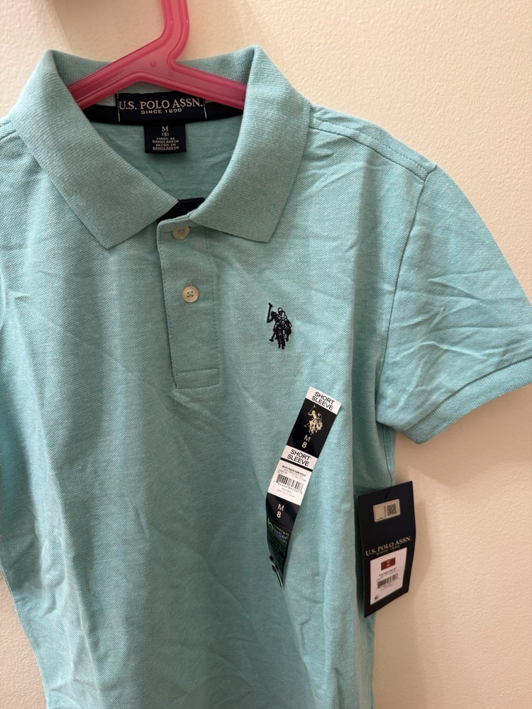 U.S. Polo ASSN. Boys Teal Polo Shirt Size Small (6-7) Short Sleeve