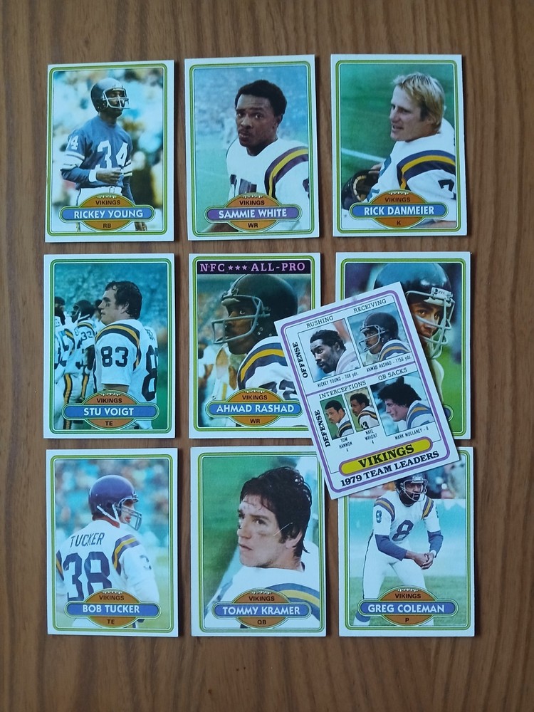 1980 Topps MINNESOTA VIKINGS Cards - Lot of 1O - TEAM SET NO DUPES - VG to EX