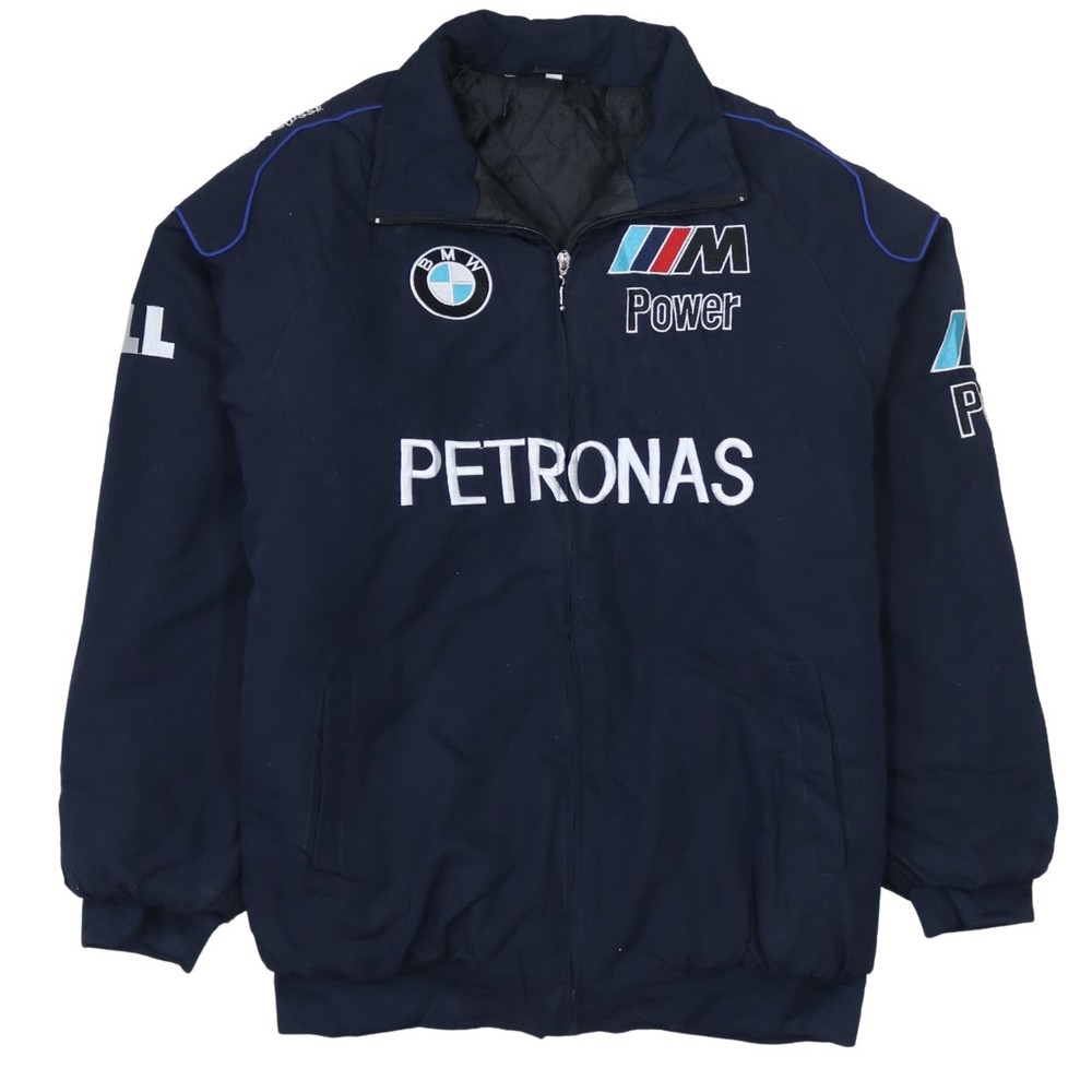 BMW Racing Mens Nascar Jacket Navy Blue Petronas F1 Team Bomber Embroidered XL