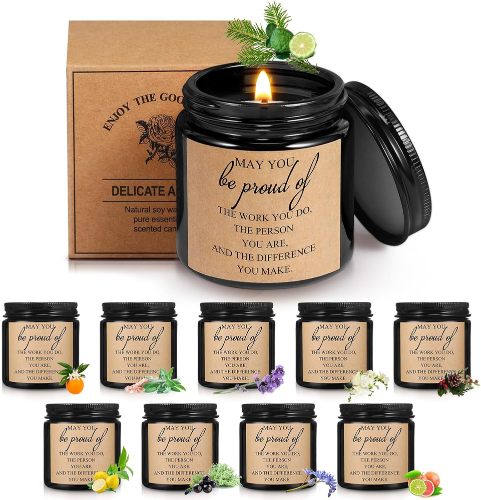 10 Pcs Jars Scented Soy Candles 3.5 Oz Candles Thank You Gifts for Employee Appr