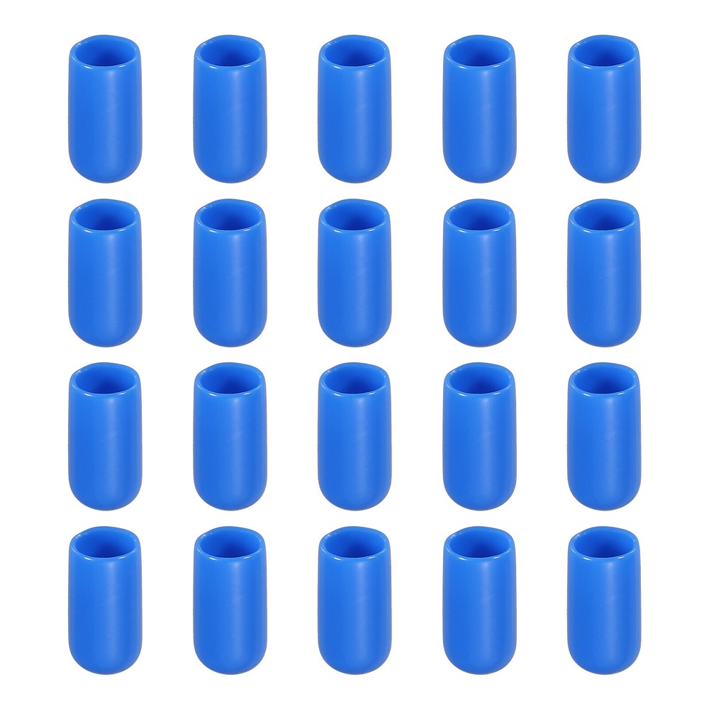 Rubber Thread Protector Caps 1/4 Inch 6mm ID Blue 50 Pack