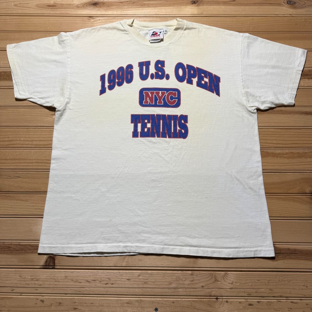 Vintage 1996 US Open NYC Tennis Tournament Sportswear Graphic T-Shirt USA - XL
