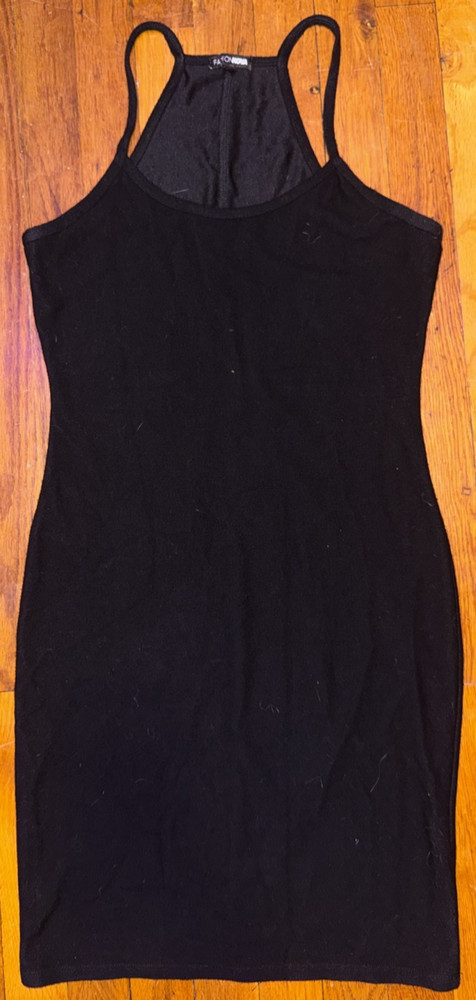 Fashion Nova Black Ribbed Spaghetti Strap Bodycon Midi Dress Size Medium