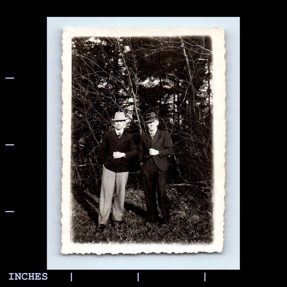Old Vintage Photo MEN STANDING IN FOREST