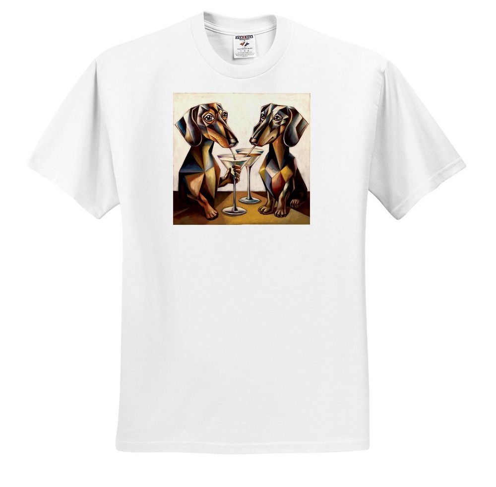 Cute Dachshund Drinking Martini Abstract Design T-Shirt