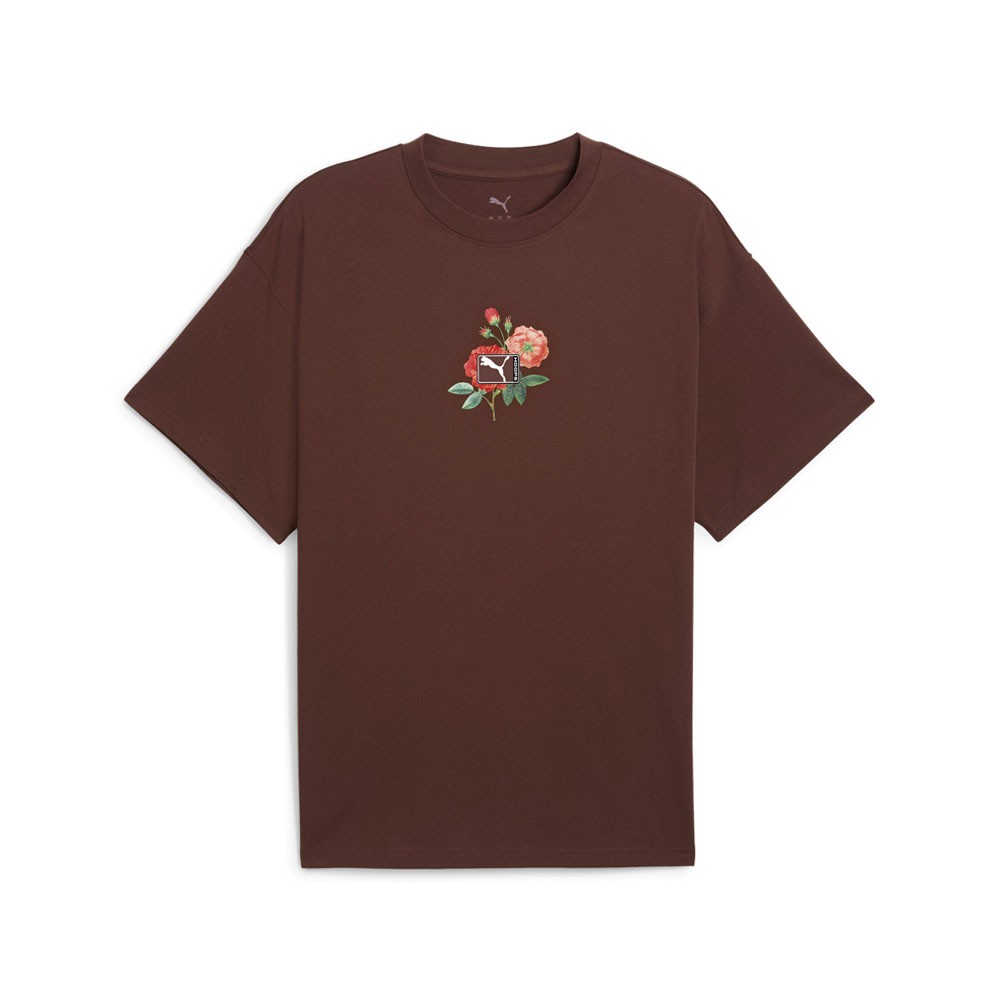 PUMA Dunked In Florals Ii Graphic Crew Neck Short Sleeve T-Shirt Mens Brown Casu