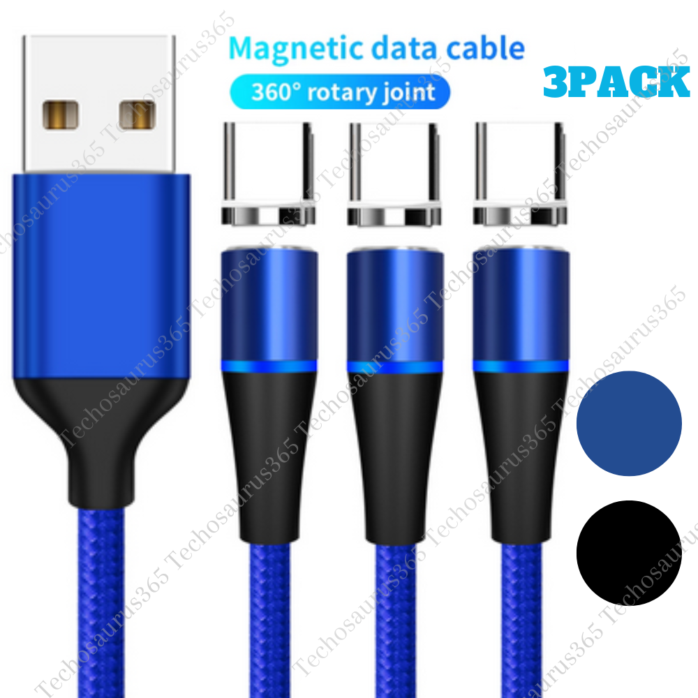 3Pack Magnetic Type C Cable 3/6Ft USB C Phone Charger Fast Charge Data Sync Cord