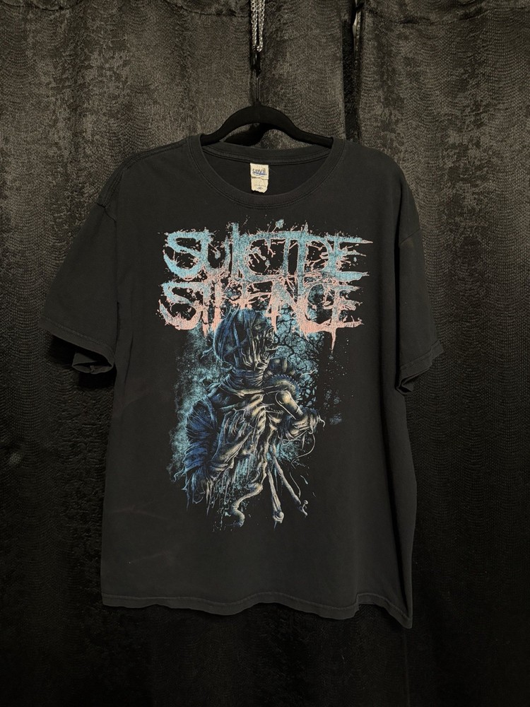 Vintage Suicide Silence Mummy Tshirt Distressed Black Rare XL  *Read*