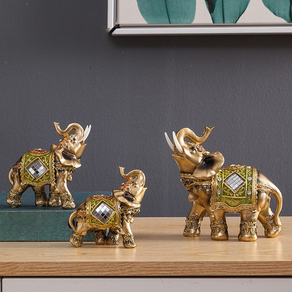 Resin Elephant Statues Elephant Decor Creative Lifelike Collectible Figurines