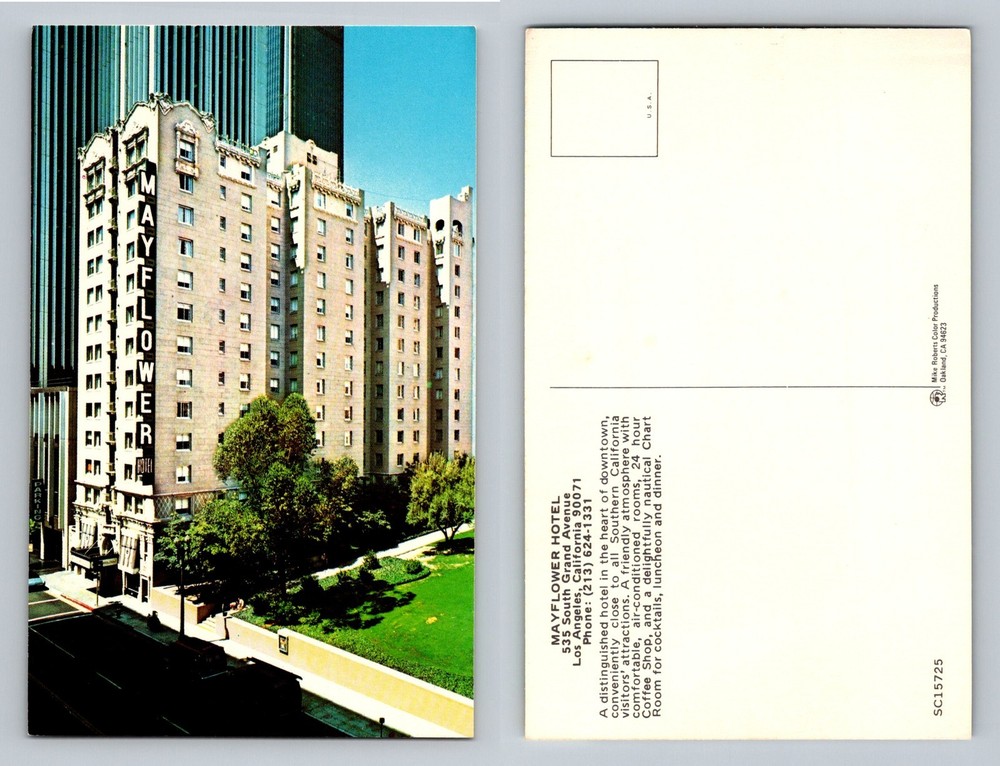 Los Angeles CA-California, Mayflower Hotel Downtown Street View Vintage Postcard