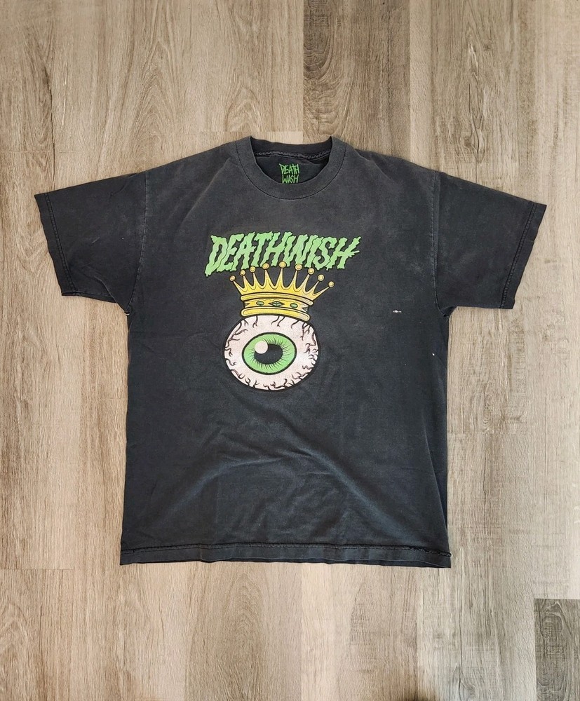 Deathwish Skateboards Eyeball Crown Graphic T-Shirt Black Skate Tee Mens Size L