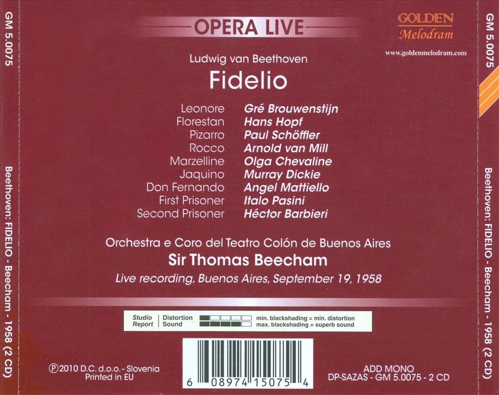 Gré Brouwenstijn Ludwig Van Beethoven: Fidelio New Cd