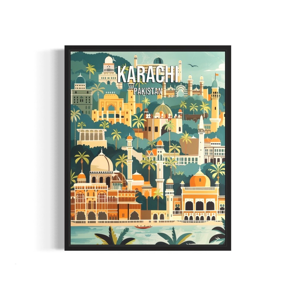 Karachi Pakistan Poster Art Print Wall Art Painting Artwork Decor Asia Vintage
