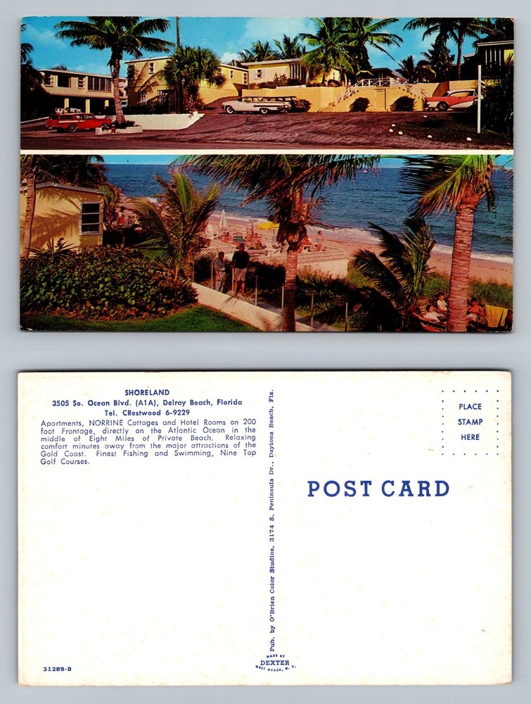 Delray Beach, FL-Florida, Shoreland Hotel Oceanfront Souvenir Vintage Postcard