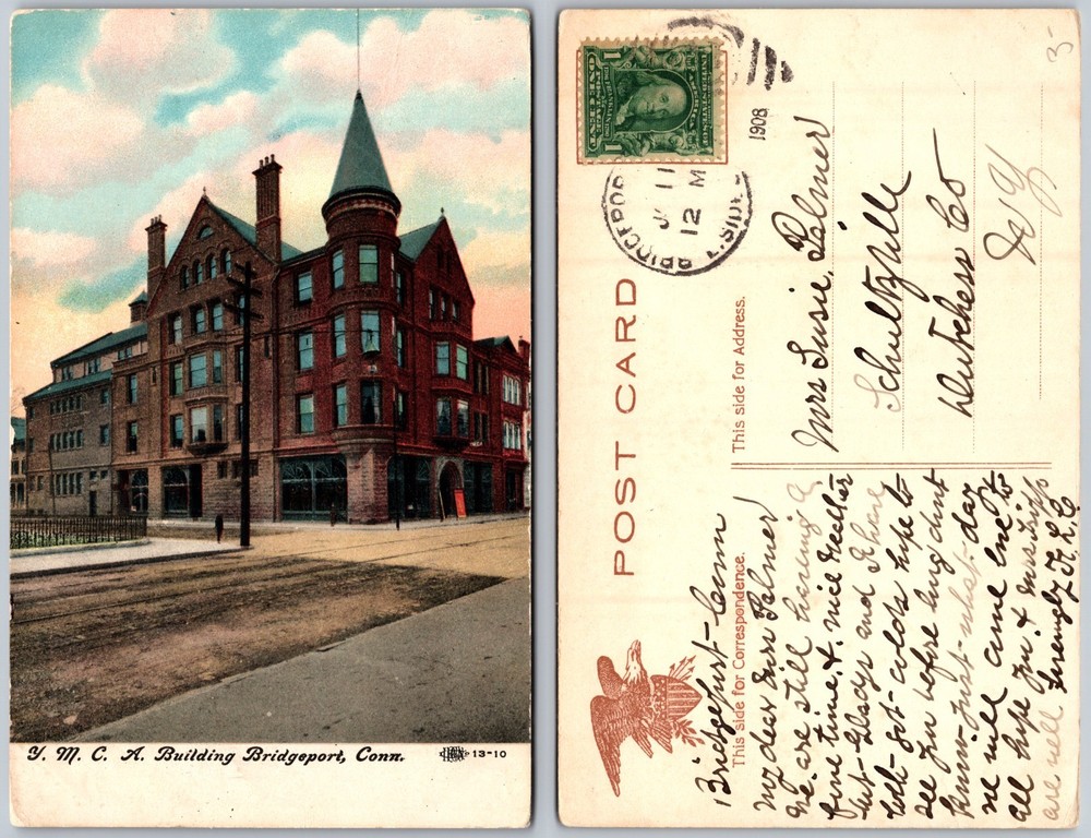 YMCA Building Bridgeport CT Postcard