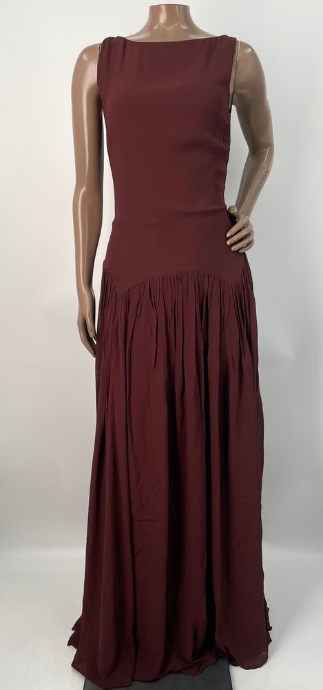 Reformation Women Maxi Dress Mahogany Size 10 Camella Sleeveless Boat Neck Lined