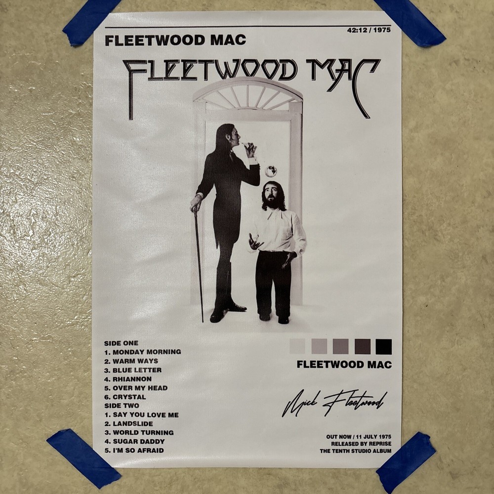 Fleetwood Mac - 1975 - Landslide ✅ Wall Art Canvas Poster Man Cave ✅ 12x18 inch