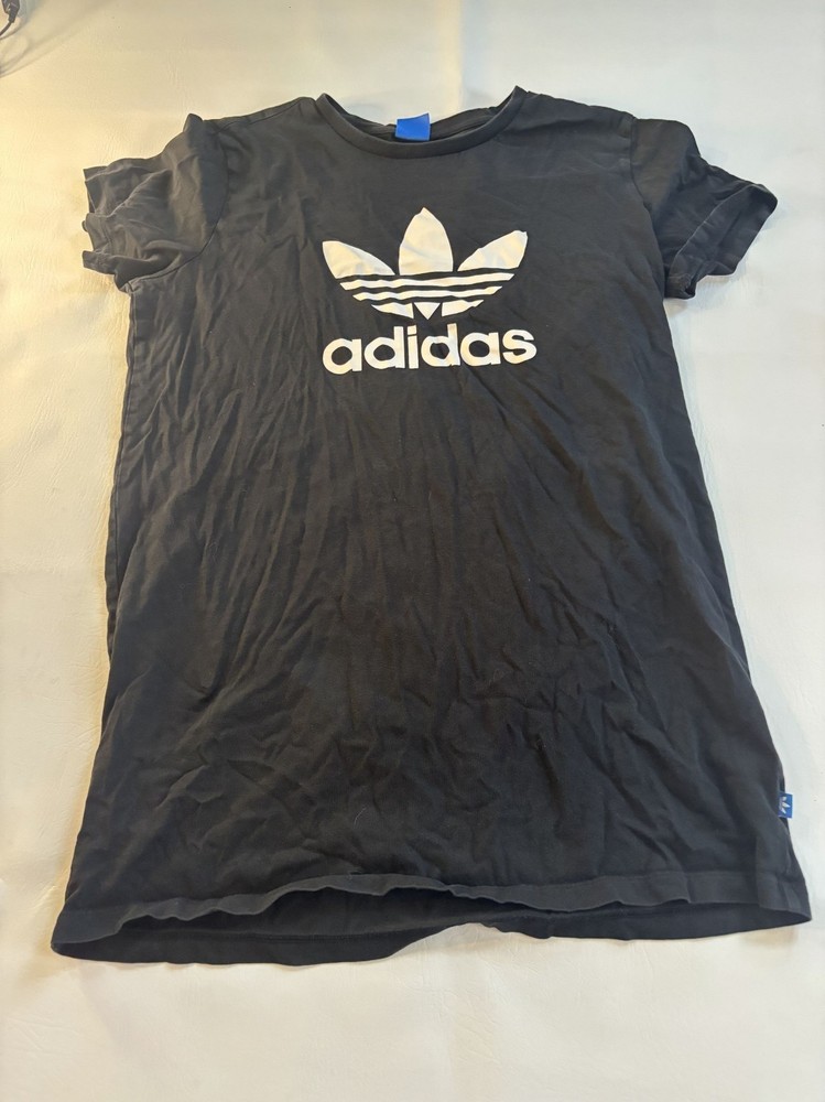 Adidas Black Trefoil Logo T-Shirt Womens Size Large 100% Cotton Short Sleeve Cas
