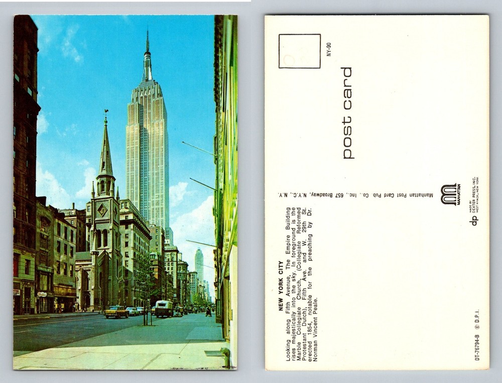 Empire State Building, New York City NY, Fifth Ave Street Vintage Postcard